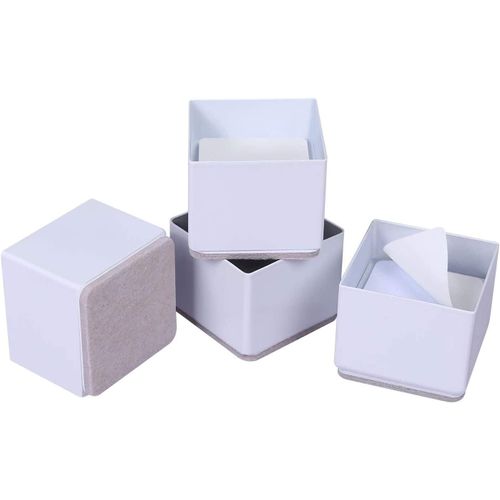 Eryi-Rehausseurs De Lit Robustes Pour Canapé, Table, Hauteur De Levage De 3 Cm, Coussinet Inférieur Pour Protéger Les Sols, Acier Massif Offrant Un Soutien Solide, 4 Pièces Carrées Blanches