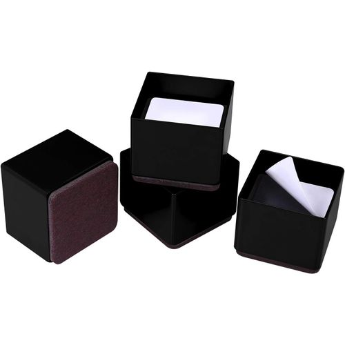 Eryi-Lot De 4 Rehausseurs De Lit Robustes Pour Canapé, Table, Hauteur De Levage De 3 Cm, Coussinet Inférieur Pour Protéger Les Sols, Acier Massif Offrant Un Soutien Solide (Noir, Carré)