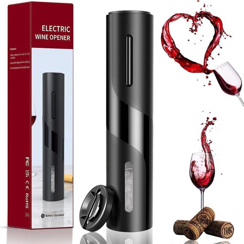 SJZG-Tire Bouchon Electrique À Piles, Ouvre Bouteille Electrique Automatique Professionnel Sans Fil Avec Coupe -Capsule, Idée Cadeau Pour Amateur De Vin, Pour La Maison, Les Fêtes, Noir