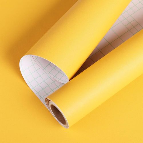 Teppd-Papier Peint Adhesif Mural Jaune Uni 40cmx10m Lavable Papier Peint Autocollant Mural Uni Chambre Enfant Fille Vinyle Adhesif Meuble Enfant Jaune Mat Papier Adhésif Pour Meuble Placard Table