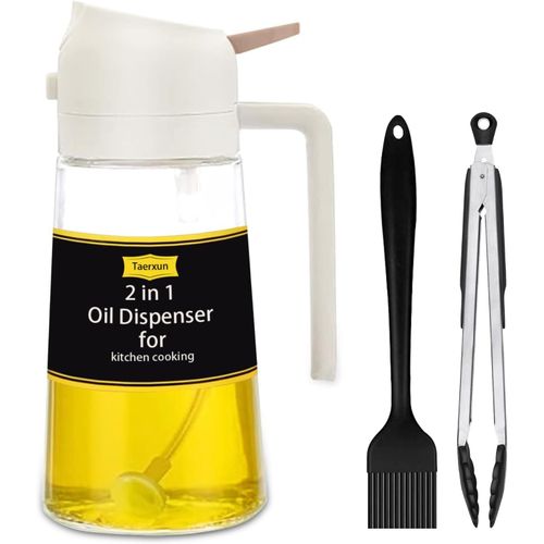 Eryi-Spray Huile Cuisine,Spray Et Verser 2 En 1 Vaporisateur Huile, 470ml Pulvérisateur Huile Cuisine,Spray Huile D'olive Verre, Pour Air Fryer Accessoires,Cuisiner,Etc.Blanc