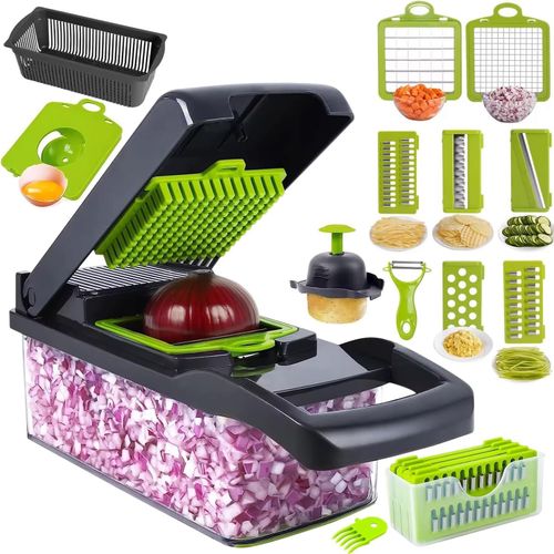 16 In 1 Mandolin-Multi-Function Vegetable Slicer With Interchangeable Blades,Grater,Slicer,Slicer,Chopper And Safety Accessories-Ideal For Fruits,Vegetables,Salads And More