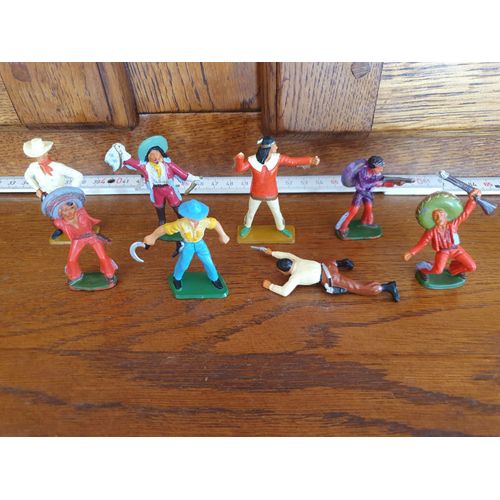 Lot 8 Figurines Collection Starlux Western Cowboys Et Indiens (Far West)
