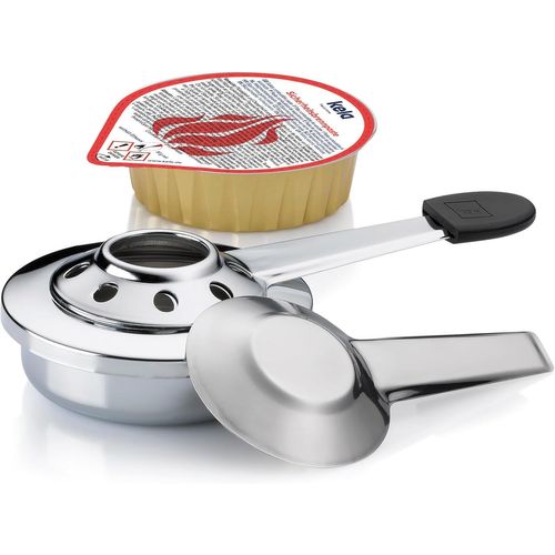 KALANKA-Fondue Brûleur avec pâte à brûler pour Fondue, Feuerzangenbowle VESUV, récipient de pâte à brûler en Acier Inoxydable, 80g de pâte à brûler éthanol pour Fondue