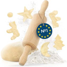 Rolling Pin-Rolling Pin With Metal Axis-Dough Roller As A Pastry Accessory-Beech Wood Dough Roller For Rolling Dough-Made In Eu (22.5x4.5x4.5cm)