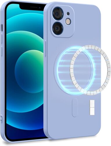 TIANYI-Coque Silicone [ Compatible avec MagSafe ] pour iPhone 12 - Case TPU Souple & Soft avec Doublure Microfibre - Cover Protection Bleu Clair