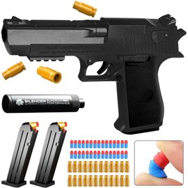 ERYI-Pistolet Jouet,Desert Eagle Pistolet Avec Balles Souples,Eva Mousse Jouet Blaster,Pistolet À Balle Molle,Avec Balles Souples Et Chargeur,Pour 6+ Cadeaux Pour Enfants