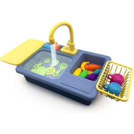 ERYI-- Kit Vaisselle Et Son Évier - Jeu D'Imitation - 101190 - Bleu - Plastique - Ménage - Enfant - Dinette - Piles Non Incluses - 45 Cm X 27 Cm - À Partir De 3 Ans
