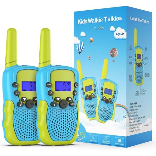 ERYI-Jouet Garcon 3-12 Ans, Talkies Walkies Enfants Radio À 2 Voies Avec 8 Canaux, Lampe De Poche Lcd Rétro-Éclairée, Gamme De 3 Miles Pour Aventures Extérieures, Camping, Randonnée