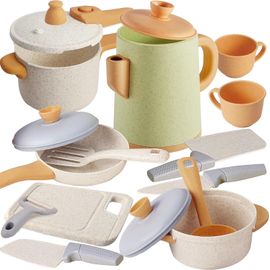 ERYI-Accessoire Cuisine Dinette Enfant, Kits De Ustensiles De Cuisine, Jouet Cuisine Enfant Avec Casseroles Et Poêles, Jeu De Rôle Cadeau Pour Filles Garçons 3 4 5 Ans