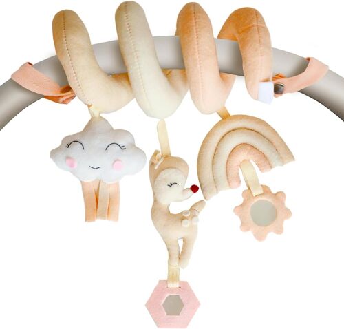 Cocondebebe Spirale D'activité Bébé Fille - À Suspendre Poussette, Landau, Berceau, Parc De Jeu, Siège Auto - Jouets D'éveil Bébé - Indispensable Accessoire Bébé Naissance - Cadeaux 3 6 12 Mois - Rose
