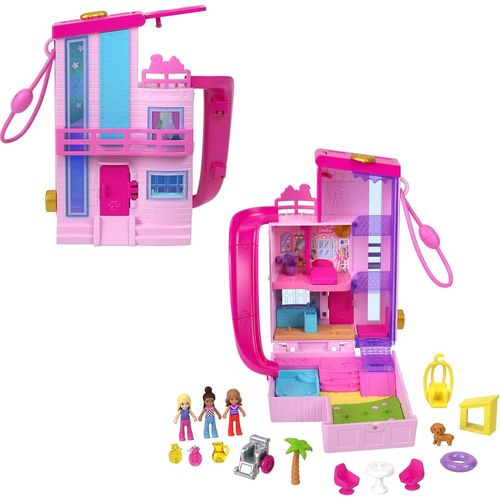 ERYI-Maison De Rêve Barbie Coffret Avec 3 Mini-Figurines, 1 Chiot, 11 Accessoires, Ascenseur Et Piscine, Hwp11
