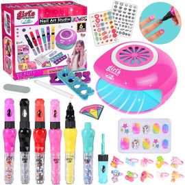 ERYI-Kit Manucure Pour Enfant, Maquillage Enfant Fille, Cadeau Fille 6+ Ans, Fille Kit Vernis Enfant Pour Maquillage, Nail Art Jouet Cadeau Pour Filles, Machine À Manucure, Vernis À Ongles