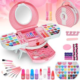 ERYI-Maquillage Enfant Jouet Filles - Non Toxique Kit De Maquillage Enfant Fille Vanité,Lavable Coffret Maquillage Enfant Filles Cadeau De Noël Anniversaire Jouet Pour Princesse Fille 3+ Ans