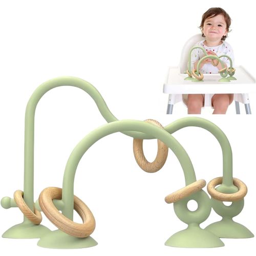 Jouet Ventouse Chaise Haute Bebe, Baby Jouets Montessori, Jouet Silicone Ventouse, Jouets d'éveil pour Bébé, Jouet Bain Bébé, Cadeau Enfant Fille et Garçon pour bébé, Beige