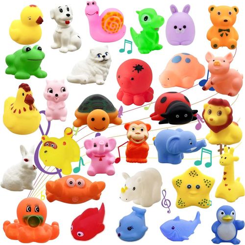 KAL-Lot De 30 Jouets De Bain Pour Bébé D'Âge Préscolaire, Flottant Ocean Farm, Animal Grinçant, Jouet Squirty Pour Tout-Petits, Décoration De Fête Et Cadeau, Jouets Éducatifs Pour Baignoire