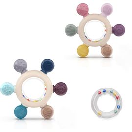 Anneau De Dentition Pour Bébé,Hochets De Dentition En Silicone Jouet De Dentition,Accessoires D'allaitement Sans Bpa Pour Bébés De 3-6 6-12 Mois Autistes,Cadeaux Pour Enfant.[H5]