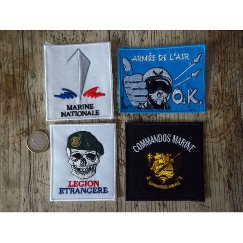 Lot 4 Écussons Militaire Marine Légion Commando Air Insignes Tissu Collection