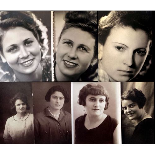 Lot De 20 Photos Anciennes Noir Et Blanc : Portraits De Femmes Entre 1910 Et 1950