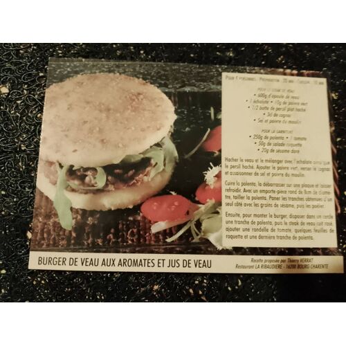 Carte Postale Colorée "Burger De Veau Aux Aromates Et Jus De Veau"Années 2000.