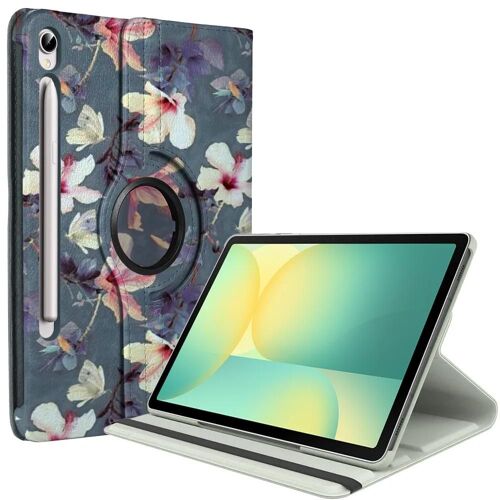Coque Pour Samsung Galaxy Tab S10 Fe / S9 Fe (10,9 Pouces) Etui Rotatif 360° Multi-Angle Motif Fleur