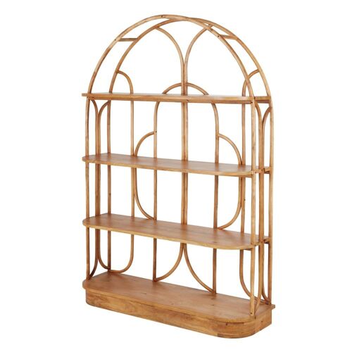 Etagère en bois de manguier et rotin