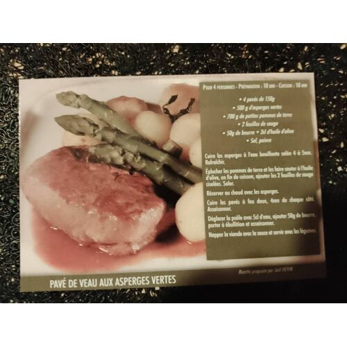 Carte Postale Colorée "Pavé De Veau Aux Asperges Vertes"Années 2000.
