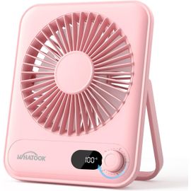 Mini Ventilateur de Bureau USB:100 Vitesses et Batterie 2000 mAh,Silencieux Petit Ventilateur de Poche avec écran LED,Portatif Portable Ventilateur Pliable Pour Bureau Maison Chambre(Rose)