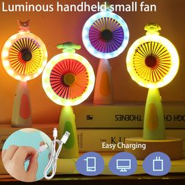 Lumineux Ventilateur Portable, Rechargeable Ventilateur Portatif, Ventilateur Silencieux Mini Portable Rechargeable par USB, pour Camping Bureau Poche Office Voyage