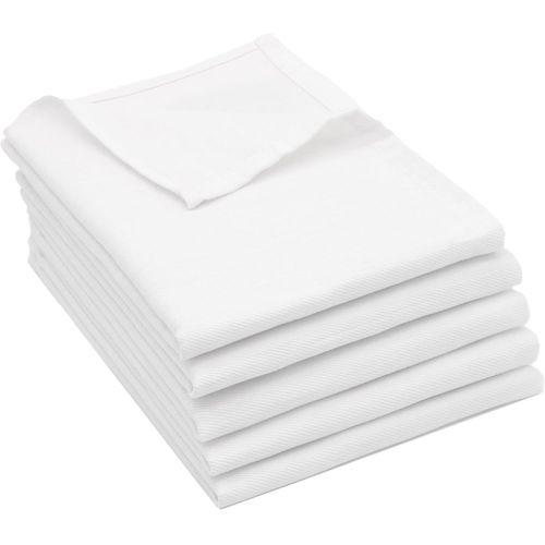 Kalanka-Lot De 5 Torchons En Coton De 50x70 Cm - Super Absorbants Et Robustes - Lavables Jusqu'à 60°C - Blanc - Qualité Gastronomique - Certifiés Oeko Tex®
