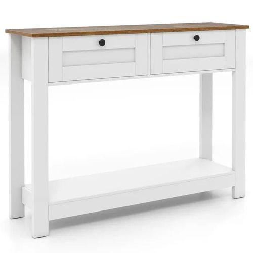 Costway Table Console, Avec 2 Tiroirs Et 1 Étagère,Table D'entrée Étroite, Kits Anti-Basculement, 106 X 30 X 81,5 Cm (L X L X H)