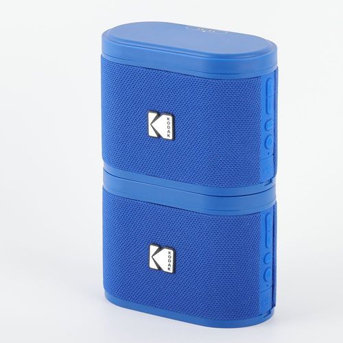 KODAK Soundbrix - Lot de 2 Enceintes Bluetooth Magnétique avec Mécanisme de Docking, Sans Fil, Connectez jusqu'à 100 Enceintes, Autonomie de 3h, Charge Type-C, Puissance 5W RMS - Bleu
