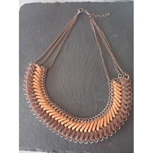 Collier Ras De Cou Vintage Cuir Et Métal