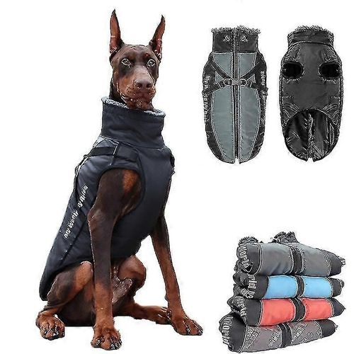 (Xl-Bleu) Vêtements Pour Grands Chiens Imperméables, Veste Pour Gros Chiens, Automne-Hiver, Col En Fourrure Chaude, Manteau Pour Chien De Compagnie Pour Bouledogue Français Wilma Dog