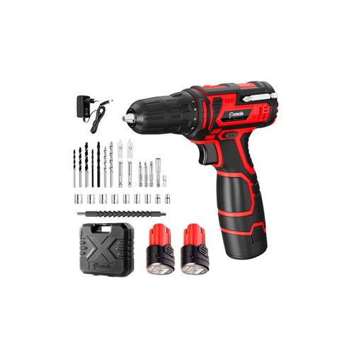 Perceuse-visseuse 12V CASALS - Avec 2 batteries, chargeur et coffret d'accessoires