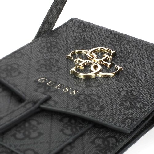 Pochette Smartphone Imprimé avec Bandoulière Porte-cartes Logo 4G Guess gris