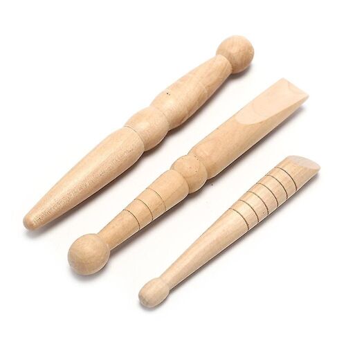 3pcs Bâton De Massage En Bois Comme Aide Au Massage Pour Les Points Réflexes