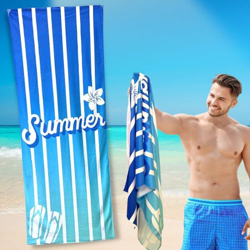 Tianyi-Grande Serviette De Plage 70 X 190 Cm En Microfibre De Haute Qualité \U2013 Serviette De Plage Avec Design Unique Tropical \U2013 Made In Italy (Azurro)