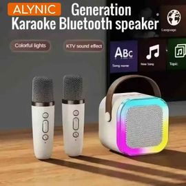 ALYAlfred-Machine de Karaoké Portable Bluetooth 5.3 PA,Système de Haut-Parleurs,Double Microphones Sans Fil,pour la Maison,Chant en Famille,Cadeaux pour Enfants-C