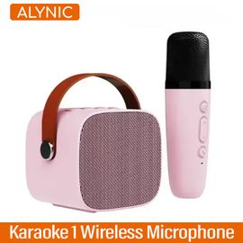 Machine de Karaoké Portable avec Microphones Sans Fil,Système HomeKTV DSP,Haut-Parleur Bluetooth,Stéréo HIFI,Surround pour Enfants,Cadeau de ix-B