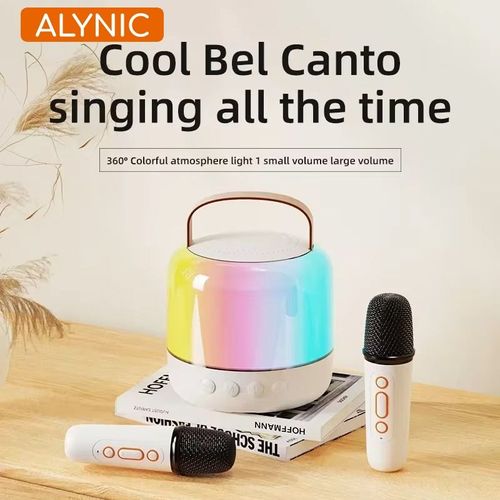 ALYAlfred-Machine de Karaoké Portable Bluetooth 5.3 PA,Système de Haut-Parleurs,Double Microphones Sans Fil,pour la Maison,Chant en Famille,Cadeaux pour Enfants-B