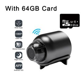 Mini Caméra De Surveillance Intérieure Ip Wifi Hd 1080p,Dispositif De Sécurité Sans Fil,Babyphone Vidéo,Vision Nocturne,Enregistreur Audio - Type Camera And 64gb Card