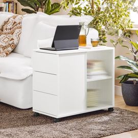 Bout De Canapé Avec 3 Tiroirs Effet Bois Blanc