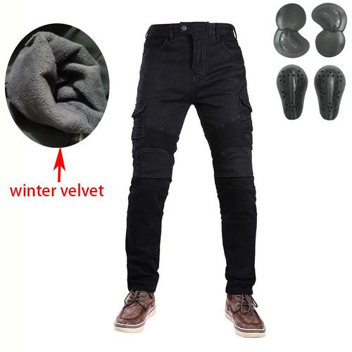 Jeans D'équitation Pour Hommes,Pantalon Chaud Et Épais,Double Couche,En Coton Polaire Tactique,Long,Hiver