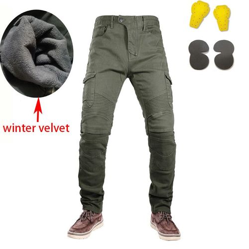 Jeans D'équitation Pour Hommes,Pantalon Chaud Et Épais,Double Couche,En Coton Polaire Tactique,Long,Hiver
