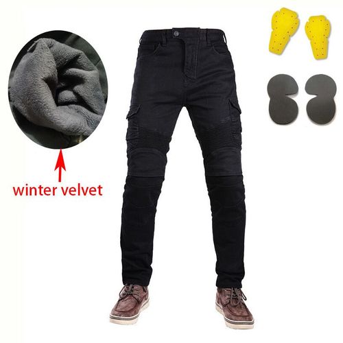 Jeans D'équitation Pour Hommes,Pantalon Chaud Et Épais,Double Couche,En Coton Polaire Tactique,Long,Hiver