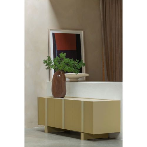 Meuble Tv 3 Portes En Bois De Pin, Vert