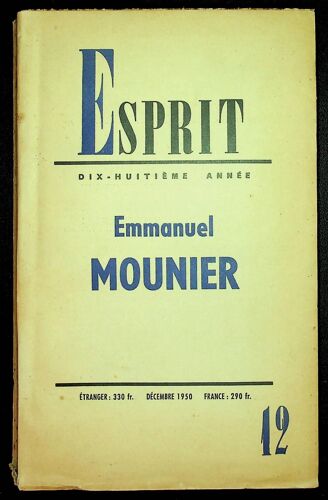 Esprit N°12- Emmanuel Mounier- Décembre 1950
