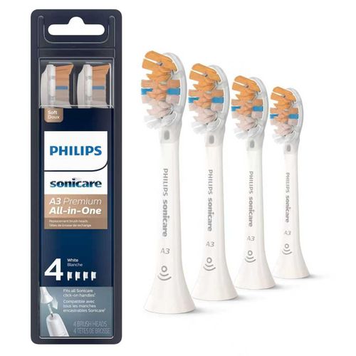 Tête de brosse à dents Philips Sonicare HX9094/10 A3 - Pack de 4 brossettes dentaires - Blanc