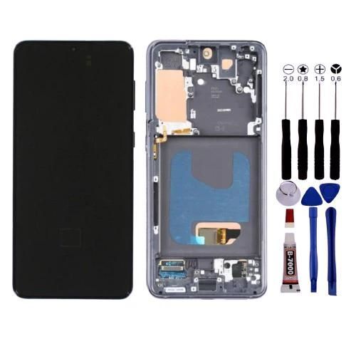 Ecran Pour Samsung Galaxy S21 G991 Châssis Vitre Tactile - Noir - Lcd / Noir / Avec Kit Outils